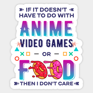 Anime Video Game or Food,  Pc Gaming Lovers Sticker
